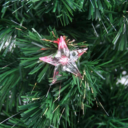 Discount 3' Pre-Lit Color Changing Fiber Optic Christmas Tree with Stars Fiber Optic