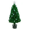 New 3' Pre-Lit Color Changing Fiber Optic Artificial Christmas Tree with Balls Fiber Optic