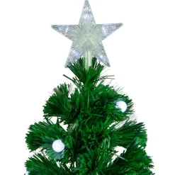 New 3' Pre-Lit Color Changing Fiber Optic Artificial Christmas Tree with Balls Fiber Optic