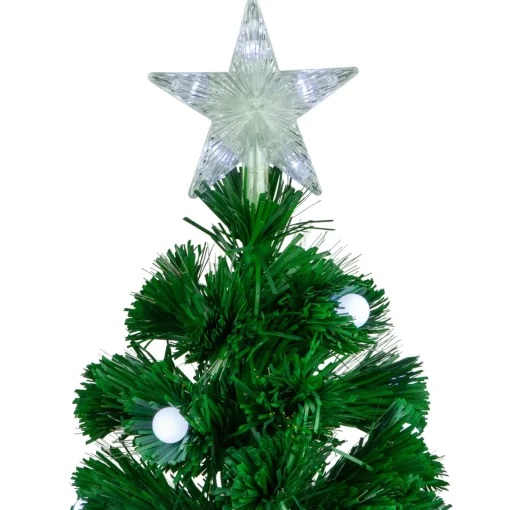 New 3' Pre-Lit Color Changing Fiber Optic Artificial Christmas Tree with Balls Fiber Optic