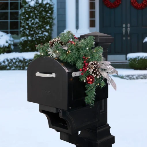 Discount 36" Pre-lit Decorated Artificial Pine Christmas Mailbox Swag Pre-Lit Swaga