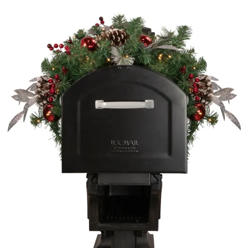 Discount 36" Pre-lit Decorated Artificial Pine Christmas Mailbox Swag Pre-Lit Swaga