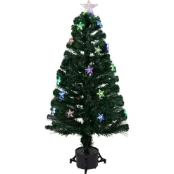 Outlet 3' Pre-Lit Fiber Optic Artificial Christmas Tree with Stars Fiber Optic