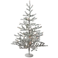 Best 3' Pre-Lit Flocked Alpine Twig Artificial Christmas Tree - Warm White Lights Flocked