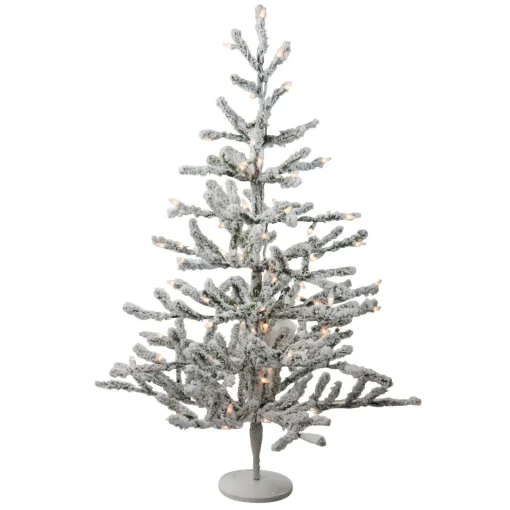 Best 3' Pre-Lit Flocked Alpine Twig Artificial Christmas Tree - Warm White Lights Flocked