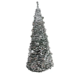 New 6' Pre-Lit Flocked Pre-Decorated Pop-Up Artificial Christmas Tree Pop Up