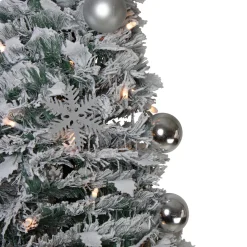 New 6' Pre-Lit Flocked Pre-Decorated Pop-Up Artificial Christmas Tree Pop Up