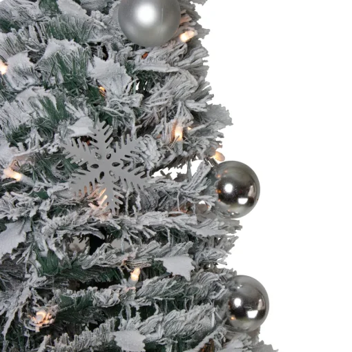 New 6' Pre-Lit Flocked Pre-Decorated Pop-Up Artificial Christmas Tree Pop Up