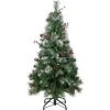 Outlet 4' Pre-Lit Frosted Carolina Berry Spruce Artificial Christmas Tree, Clear Lights Flocked