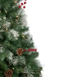 Outlet 4' Pre-Lit Frosted Carolina Berry Spruce Artificial Christmas Tree, Clear Lights Flocked