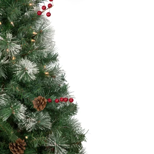 Outlet 4' Pre-Lit Frosted Carolina Berry Spruce Artificial Christmas Tree, Clear Lights Flocked