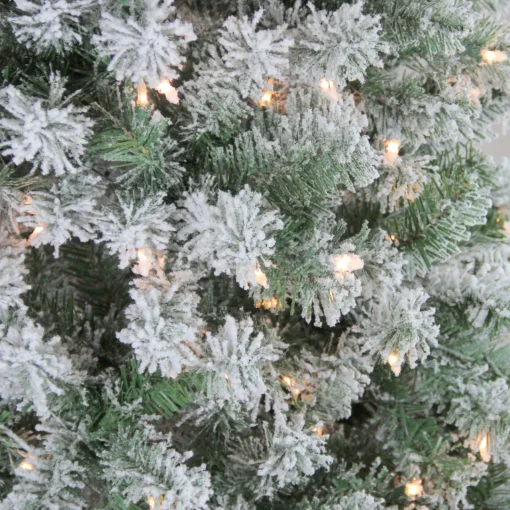 Sale 7.5' Pre-Lit Full Winema Pine Flocked Artificial Christmas Tree - Clear Lights Flocked