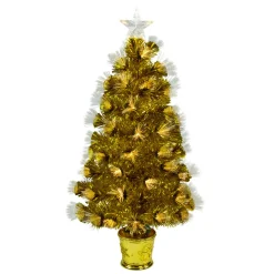 Online 3' Pre-Lit Gold Fiber Optic Artificial Christmas Tree, White Lights Fiber Optic