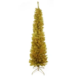 Best 6' Pre-Lit Gold Pencil Artificial Christmas Tree - Clear Lights Colorful
