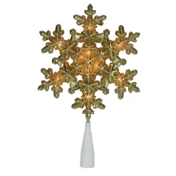 Best 9" Pre-Lit Gold Snowflake Christmas Tree Topper - Clear Lights Snowflake
