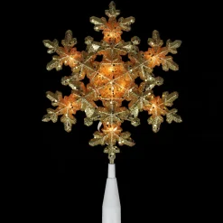 Best 9" Pre-Lit Gold Snowflake Christmas Tree Topper - Clear Lights Snowflake