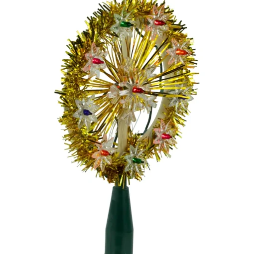 Best 7" Pre-Lit Gold Snowflake Starburst Christmas Tree Topper - Clear Lights Stars