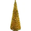 Best 6' Pre-Lit Gold Tinsel Pop-Up Artificial Christmas Tree, Clear Lights Pop Up