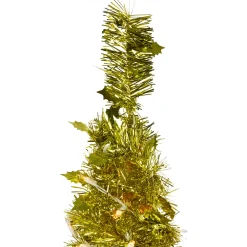 Best 6' Pre-Lit Gold Tinsel Pop-Up Artificial Christmas Tree, Clear Lights Pop Up