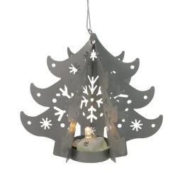 Best 4.5" Prelit Gray Cut Out Tree Christmas Ornament Garden & Floral