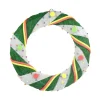 New 18" Pre-Lit Green and White Candy Striped Sisal Artificial Christmas Wreath - Clear Lights Pre Lit