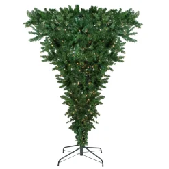 Hot 7' Pre-Lit Green Spruce Artificial Upside Down Christmas Tree - Clear Lights Upside Down