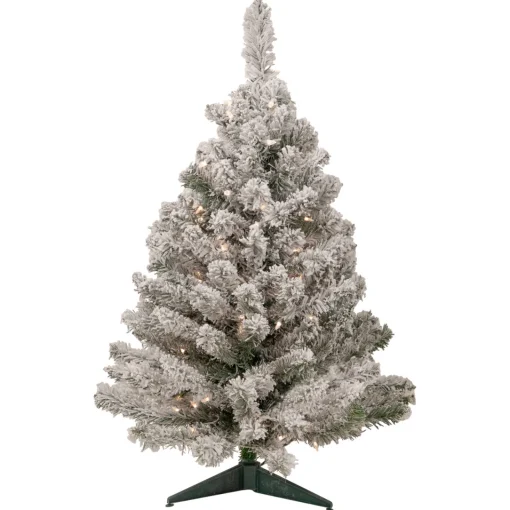 3' Pre-Lit Heavily Flocked Madison Pine Medium Artificial Christmas Tree, Clear Lights Pre-Lit