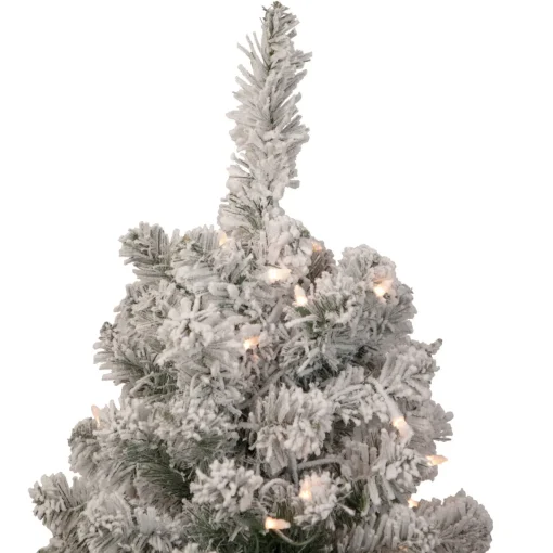 3' Pre-Lit Heavily Flocked Madison Pine Medium Artificial Christmas Tree, Clear Lights Pre-Lit