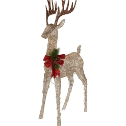 48" Pre-Lit LED Champagne Deer Outdoor Christmas Decoration Animals