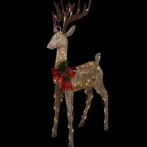 48" Pre-Lit LED Champagne Deer Outdoor Christmas Decoration Animals