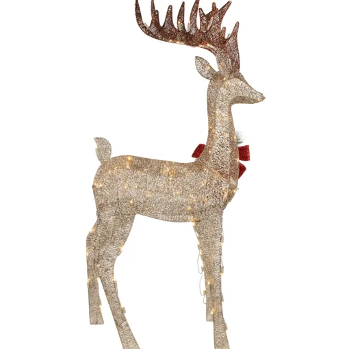 48" Pre-Lit LED Champagne Deer Outdoor Christmas Decoration Animals