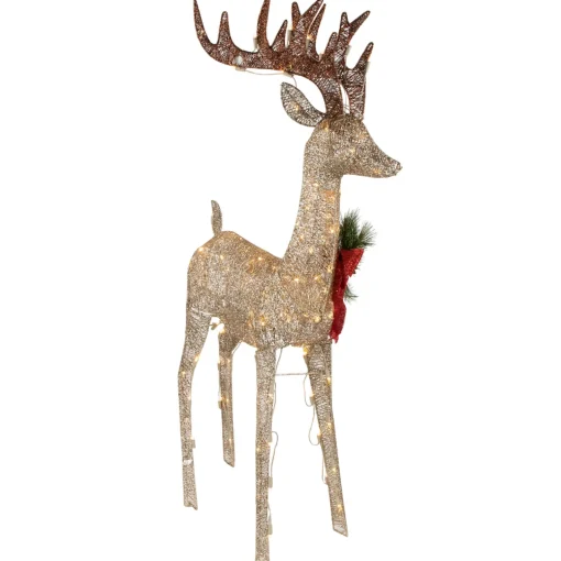 48" Pre-Lit LED Champagne Deer Outdoor Christmas Decoration Animals