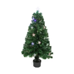New 4' Pre-Lit LED Fiber Optic Artificial Christmas Tree with Stars - Multi Color Lights Fiber Optic