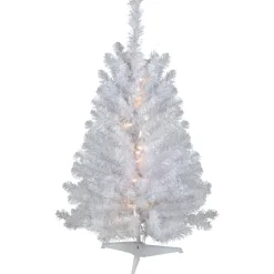 Hot 3' Pre-Lit LED Snow White Medium Artificial Christmas Tree - Clear Lights Colorful
