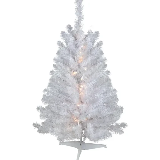 Hot 3' Pre-Lit LED Snow White Medium Artificial Christmas Tree - Clear Lights Colorful