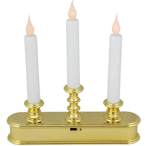 Discount 10" Pre-Lit LED White Lighted Candolier Christmas Candle Lamp Candle Lamps