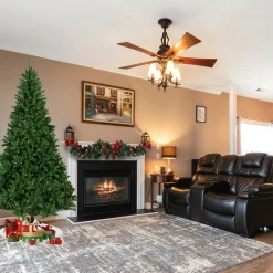 Clearance 7.5' Pre-Lit Manchester Pine Instant Connect Artificial Christmas Tree, Dual LED Lights Pre-Lit