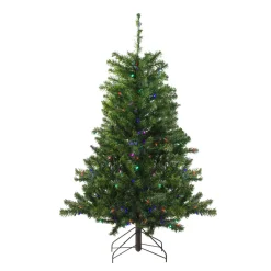 Hot 4' Pre-Lit Medium Canadian Pine Artificial Christmas Tree - Multicolor LED Lights Pre-Lit