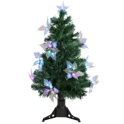 Outlet 3' Pre-Lit Medium Fiber Optic Floral Artificial Christmas Tree - Multi-Color Lights Fiber Optic