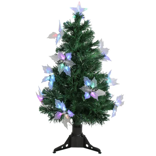 Outlet 3' Pre-Lit Medium Fiber Optic Floral Artificial Christmas Tree - Multi-Color Lights Fiber Optic