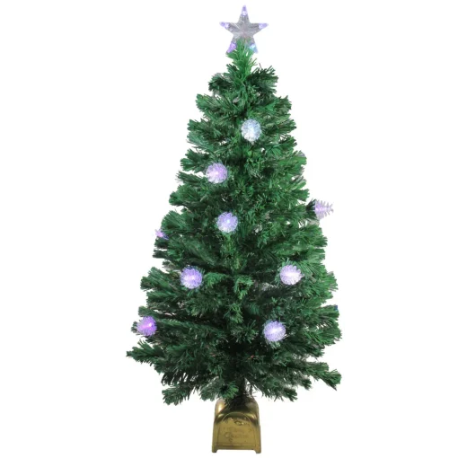 Clearance 4' Pre-Lit Medium Fiber Optic Pine Cone Artificial Christmas Tree - Multicolor LED Lights Fiber Optic