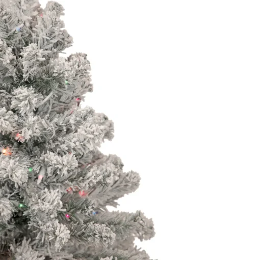 3' Pre-Lit Medium Heavily Flocked Madison Pine Artificial Christmas Tree, Multi Lights Flocked