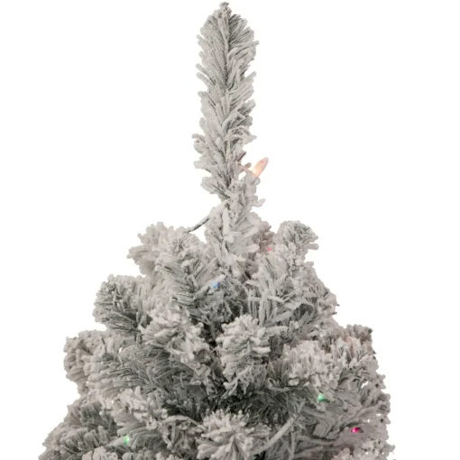3' Pre-Lit Medium Heavily Flocked Madison Pine Artificial Christmas Tree, Multi Lights Flocked