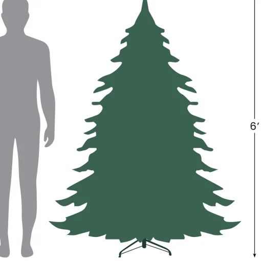 Best 6' Pre-Lit Medium Mixed Classic Pine Artificial Christmas Tree, Multi Color LED Lights Pre-Lit