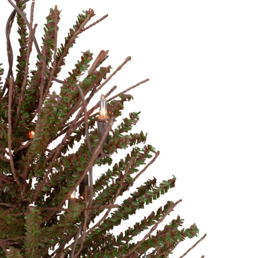Hot 2' Pre-Lit Medium Potted Warsaw Twig Artificial Christmas Tree - Clear Lights Twig & Birch