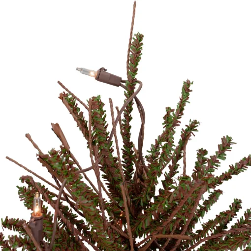 Hot 2' Pre-Lit Medium Potted Warsaw Twig Artificial Christmas Tree - Clear Lights Twig & Birch