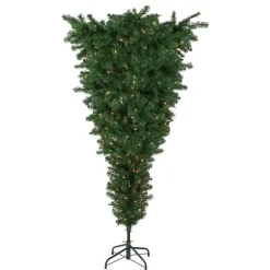New 5.5' Pre-Lit Medium Upside Down Spruce Artificial Christmas Tree, Clear Lights Upside Down