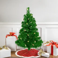 Hot 2' Pre-Lit Paradise Lime Green Tinsel Pine Artificial Christmas Tree - Clear Lights Colorful