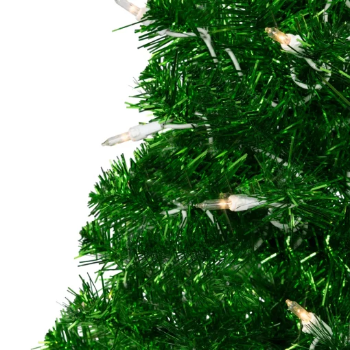 Hot 2' Pre-Lit Paradise Lime Green Tinsel Pine Artificial Christmas Tree - Clear Lights Colorful