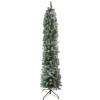 Hot 6' Pre-Lit Pencil Flocked Green Pine Artificial Christmas Tree - Clear Lights Pre-Lit